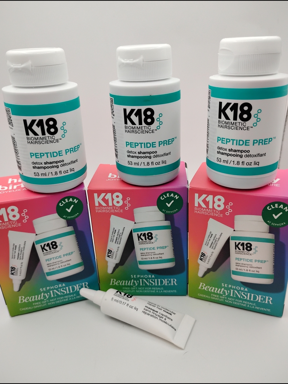 3K18 Sephora Beauty Insider, 3 K18 Peptide Prep Detox Shampoo, & 1 K18 Hair Mask
